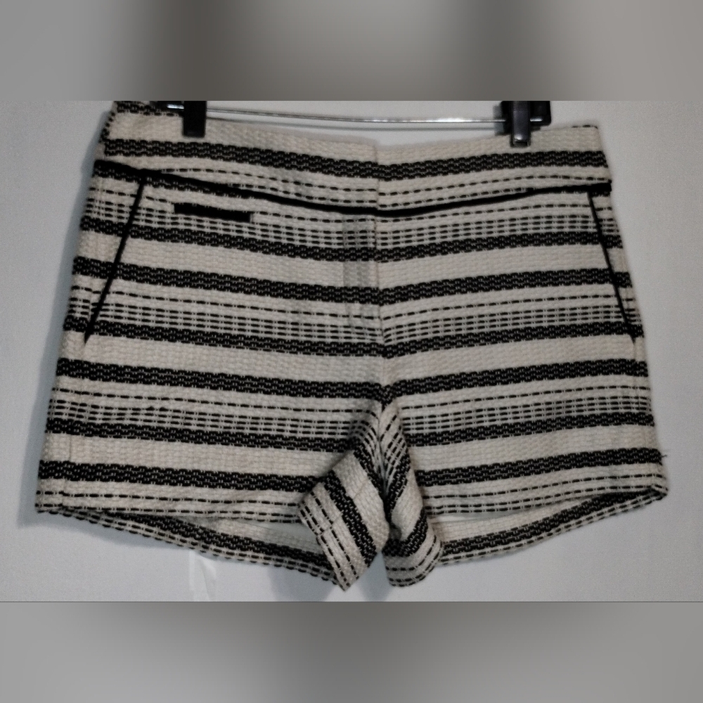 LOFT Black and White Striped High Waist Shorts